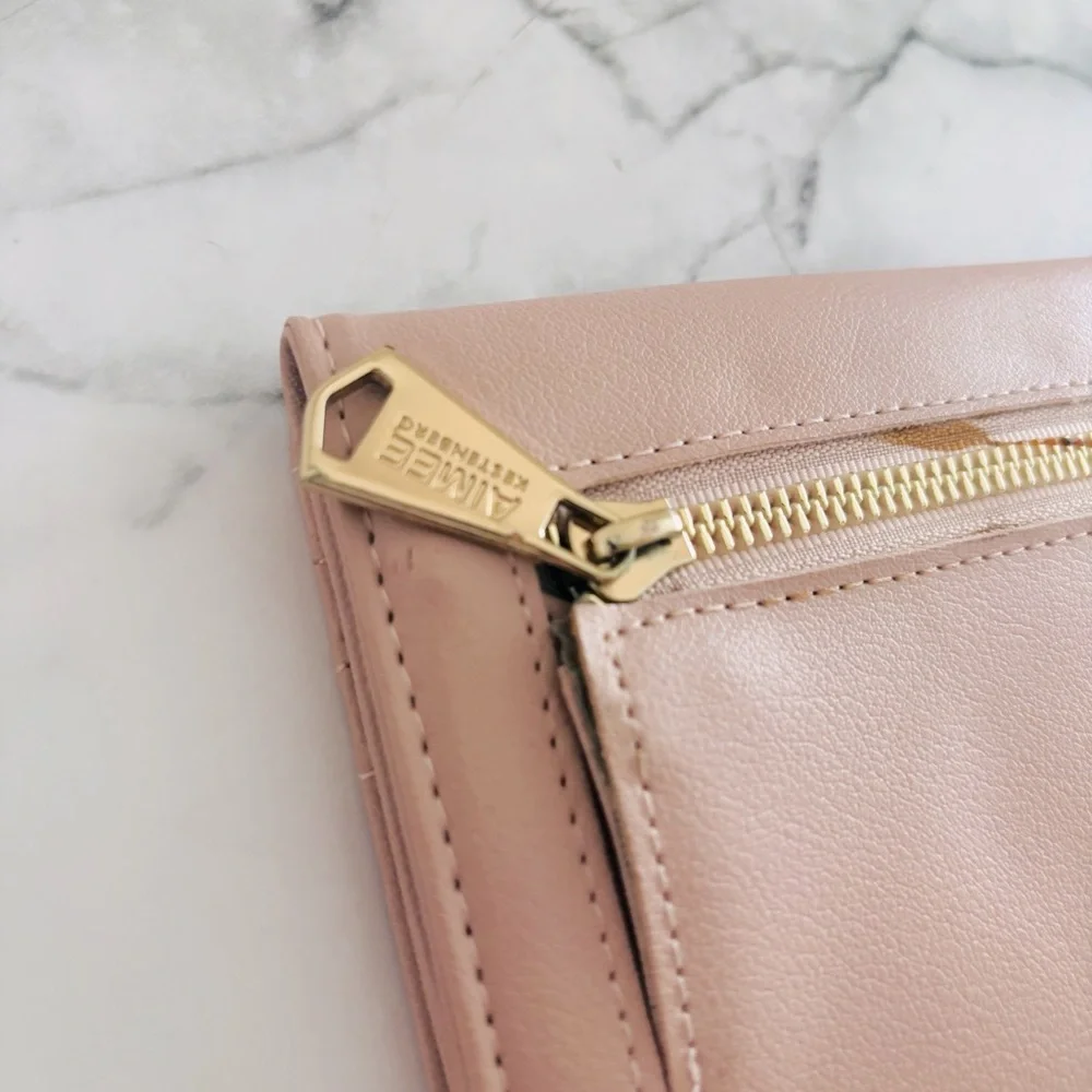 Aimee Kestenberg Marietta‎ Blush Pink Leather Bi-Fold Flat Long Wallet